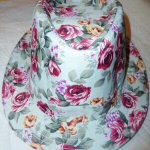 Brand New Ashley Fox Seafoam Green Floral Fedora Style Hat OS